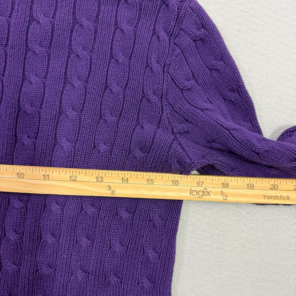 Vintage Ralph Lauren Sport Cable Knit Sweater Women's Medium Purple Crewneck - Picture 7 of 8